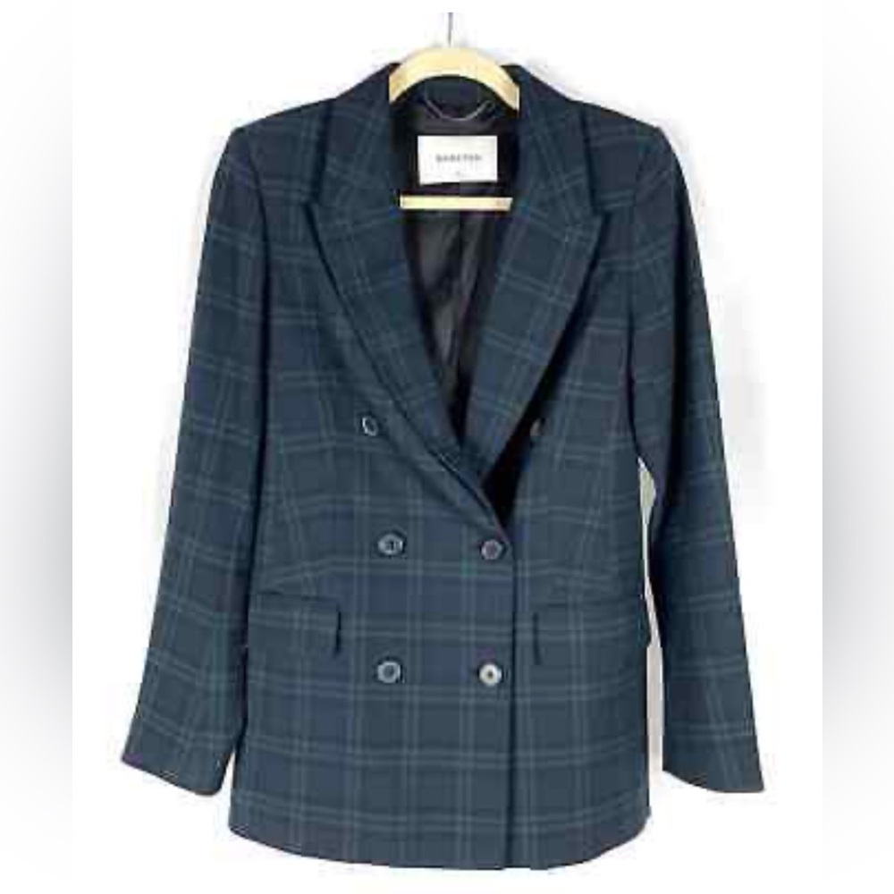 Plaid aritzia blazer - double breasted - navy blue size 2